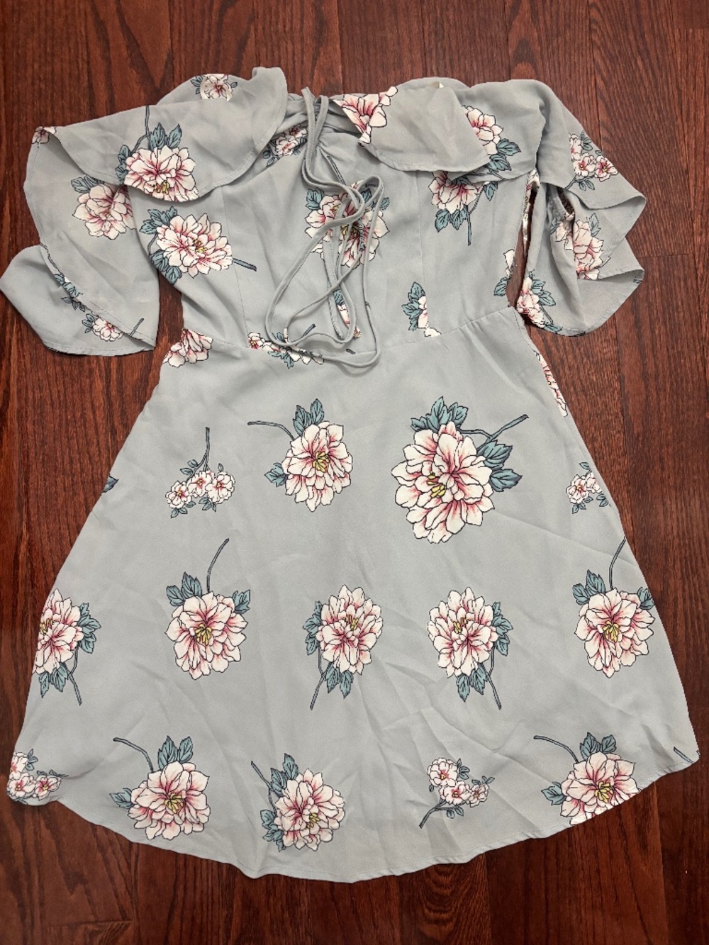 JOA Blue Floral Off-the-Shoulder Dress | Size Small | Boutique